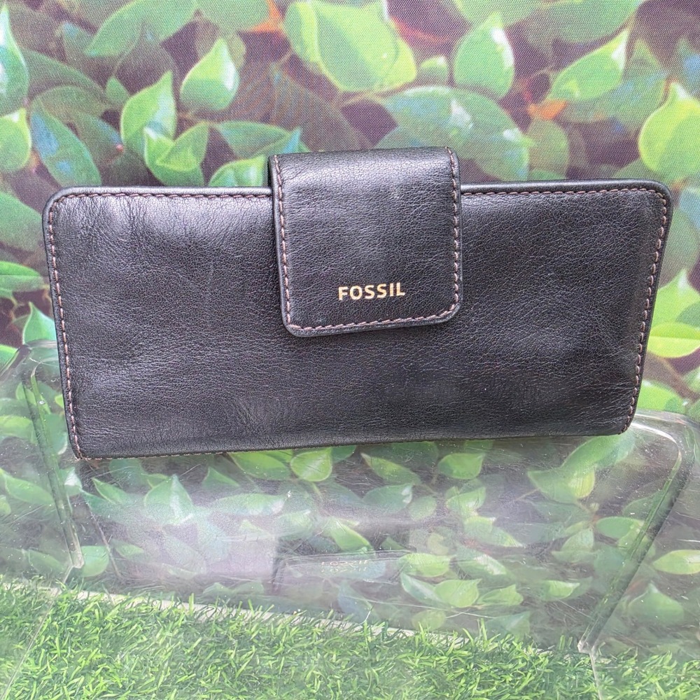 Fossil Logan Slim Tab Wallet Black Leather Bifold SWL2227